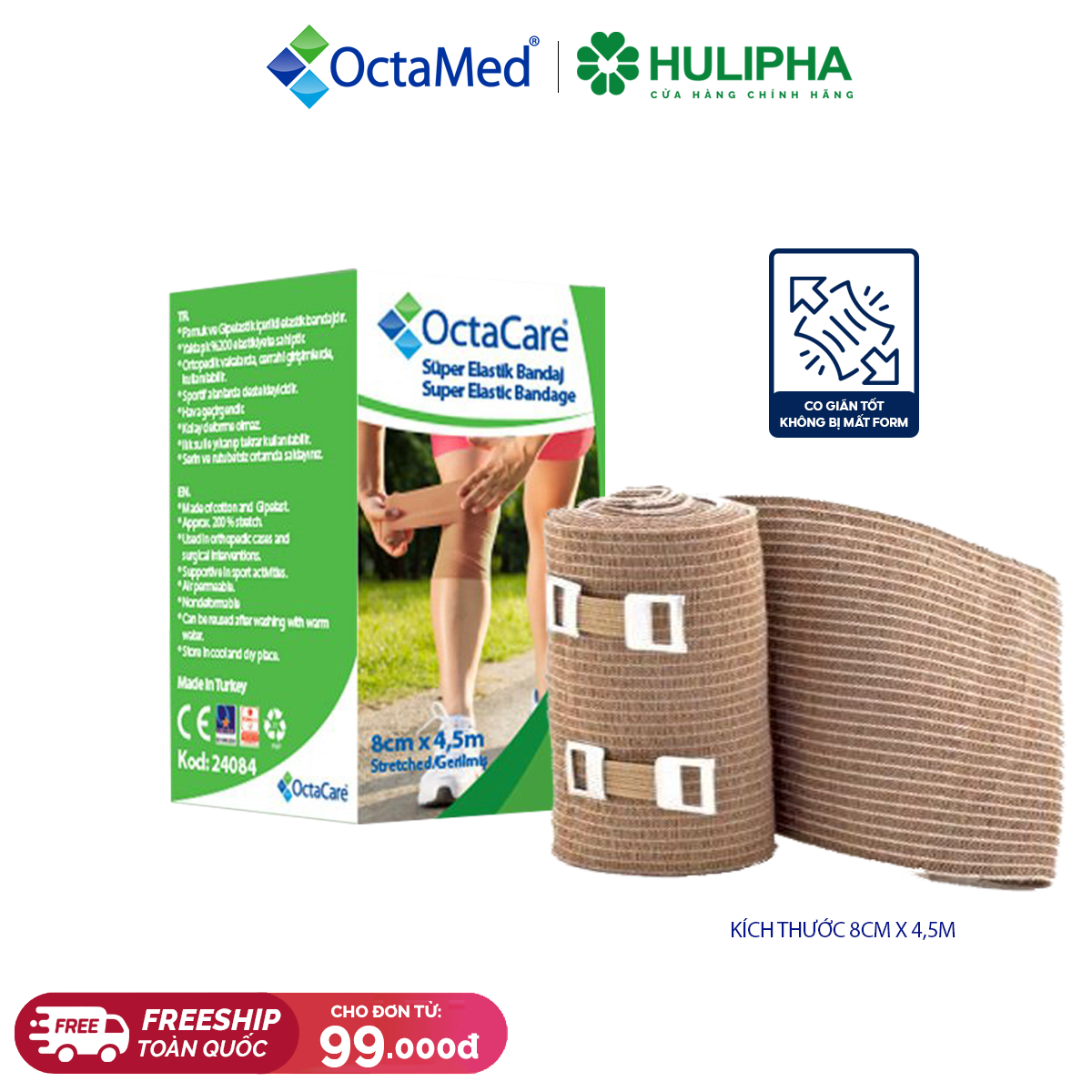 Băng Thun 2 Móc Octacare. Hộp 1 Cuộn.